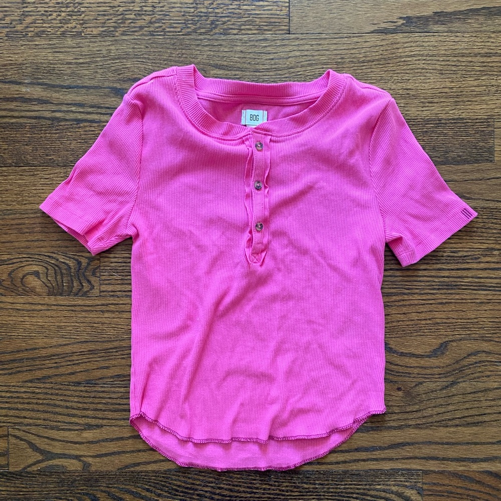 BDG short sleeved ribbed henley